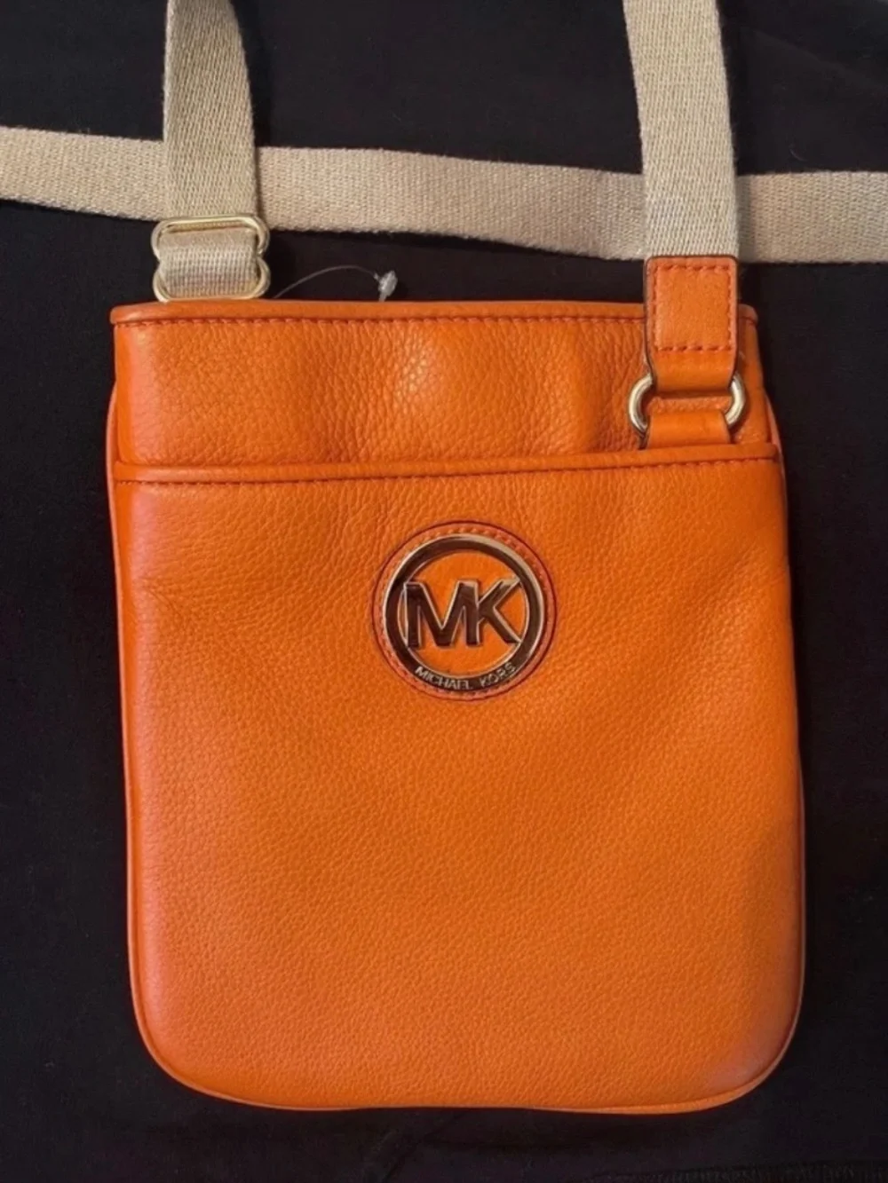 NWT Michael Kors Fulton Tangerine Leather Crossbody Bag